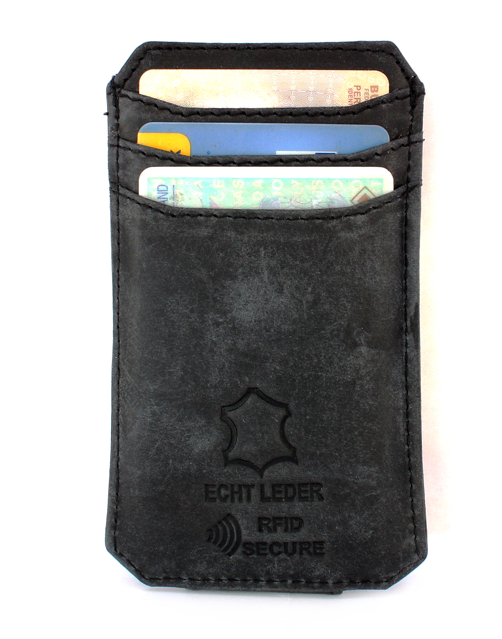 Vintage Leder Kreditkarten-Etui mit RFID/NFC Schutz und Geldklammer