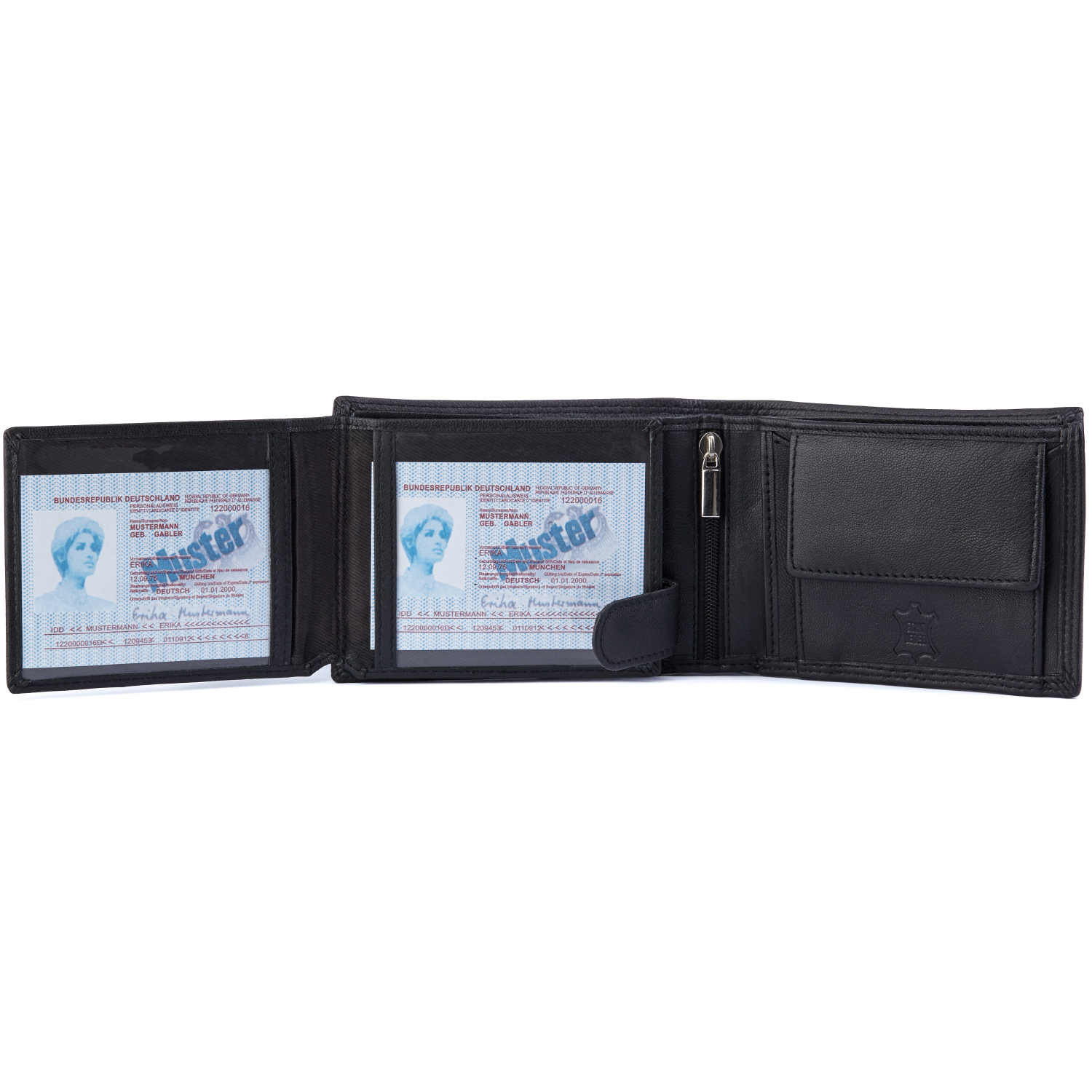 Herren Geldbörse mit RFID und NFC Schutz im Querformat in schlichtem schwarz