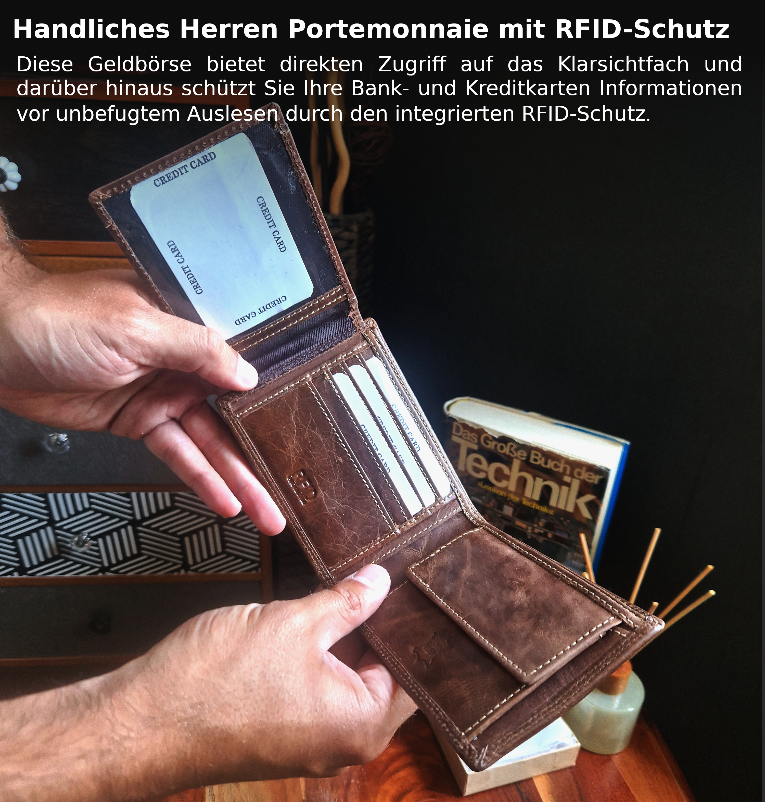 Wildery Herren Geldbörse aus Leder mit integriertem RFID Schutz mit Adler #WI121C