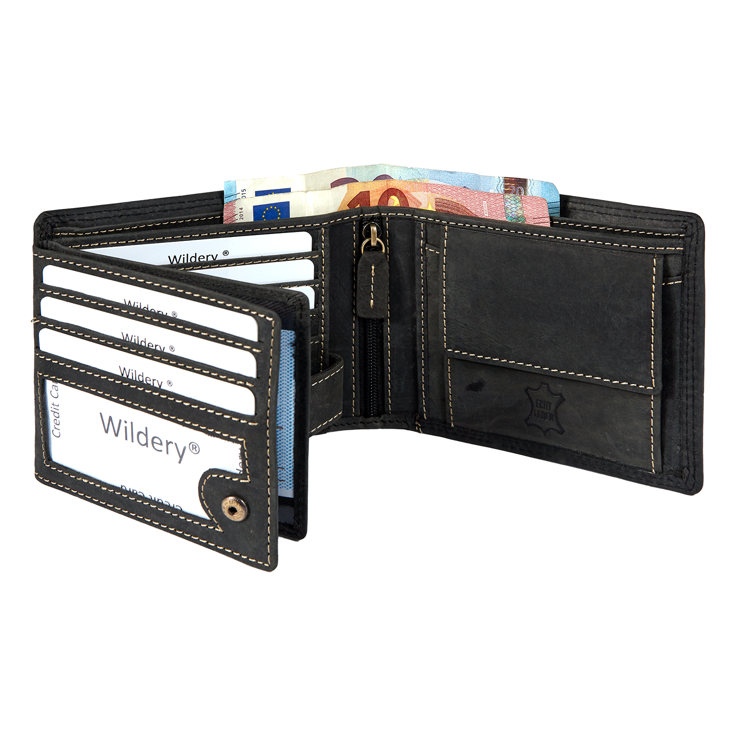 Herren Vintage Voll Leder Geldbörse mit RFID und NFC Schutz im Querformat