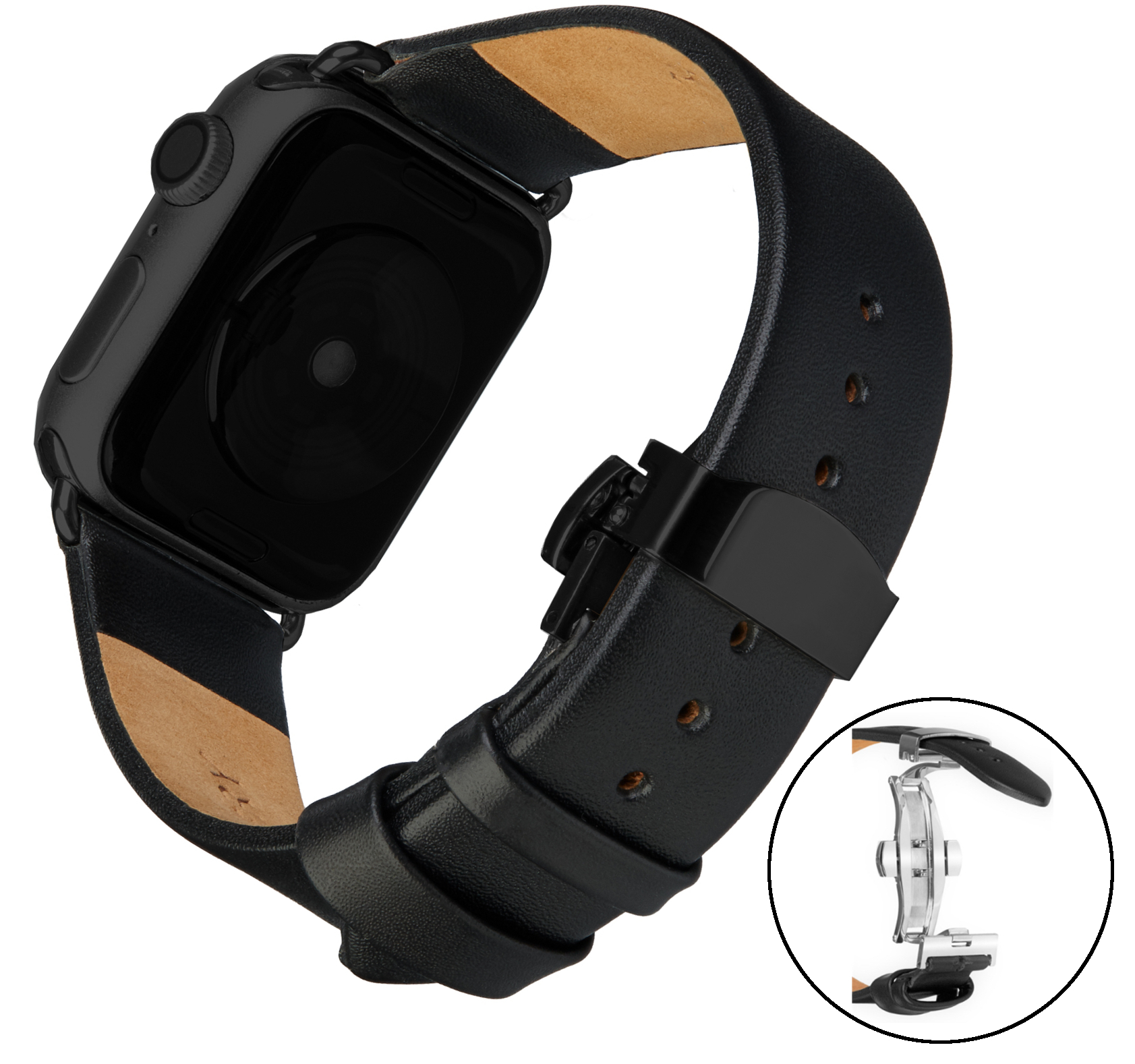 Wildery Ersatz Leder Armband mit Faltschließe für die Apple Watch Series 1 bis 7