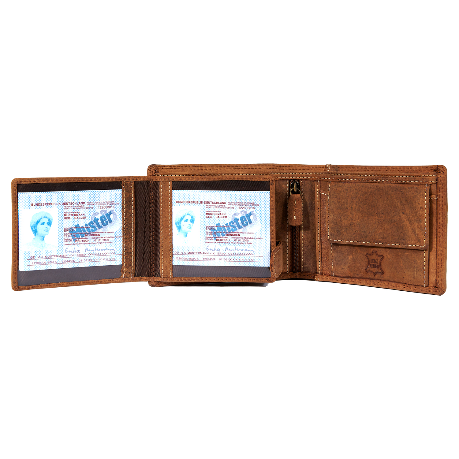 Herren Vintage Voll Leder Geldbörse mit RFID und NFC Schutz im Querformat 